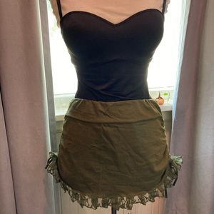 🆕 lace mini skirt with side ties and ruching